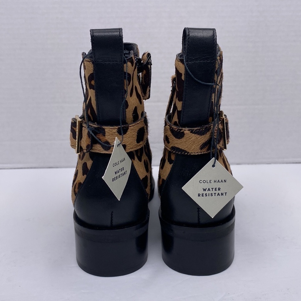 Cole Haan Womens Kimberly Waterproof Haircalf Leopard Leather Bootie Size 6 - Picture 4 of 8